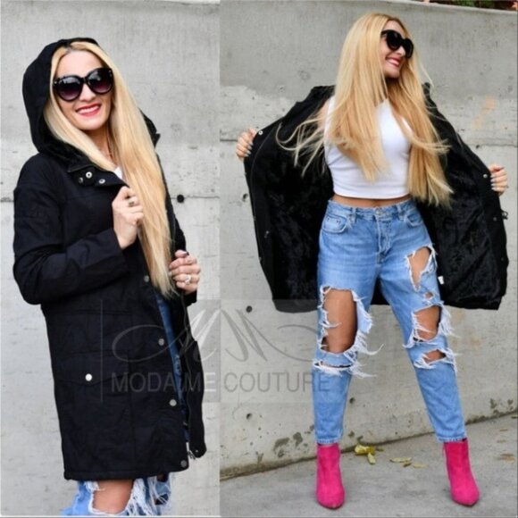 Jacket BLACK FUR LINED PARKA - Picture 3 of 4